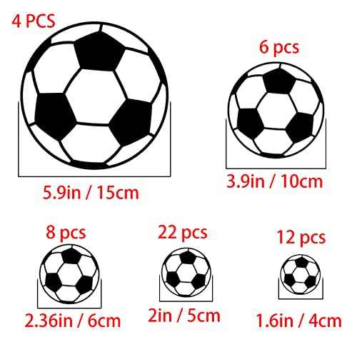 52 Pcs Soccer Stickers, Easy to Peel and Stick Soccer Balls Wall Stickers, Wall Art DIY Football Decor Decals for Kids Room, Boys Teen Girl Bedroom Playroom Living Room Window Door Decoration