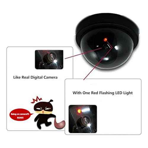 WALI Dummy Fake Security CCTV Dome Camera with Flashing Red LED Light with Security Alert Sticker Decals (SD-6), 6 Packs, Black