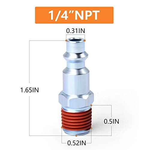 GASHER 1/4-Inch NPT Male Industrial Air Plug, Pneumatic Plugs 300PSI (10-Pack)