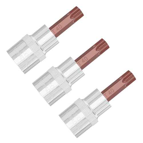 3PCS 3/8" Drive T40 Torx Bit Socket, S2 Steel Bits, Heat Treated CR-V Steel Star Sockets 1.9" Length