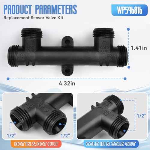 Sensor Valve for Hot Water Recirculating Pump System, Compatible with Tank Water Heaters Only, Includes 12" Supply Lines & 1/2" Adapters