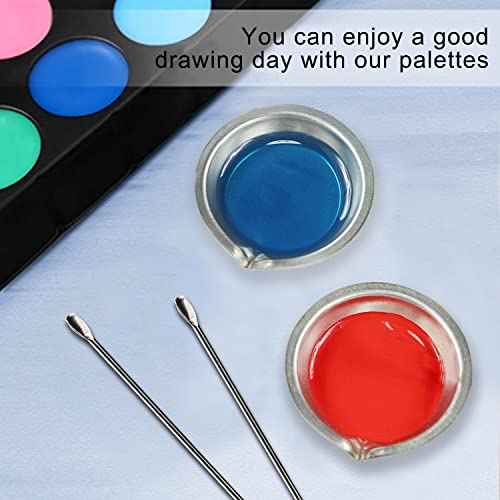2pcs Stainless Steel Small Round Paint Tray&Paint Stirrer Suitable for Mixing of Various pigments