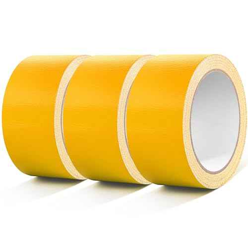 Yellow Tape Heavy-Duty Waterproof Duct Tape- Strong Adhesive, Waterproof, Residue-Free, 2 Inches x 15 Yards, for Repairs and Industrial Use (3-Pack)