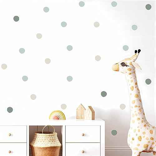 Gray Light Green Light Brown Polka Dot Wall Stickers, sacinora DIY Circle Wall Decals Removable Vinyl Peel and Stick for Kids Closet Refrigerator Living Room Bedroom Children's Room Sofa TV Background