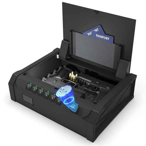 [ 25% Larger capacity ] Gun Safe for Pistols, Biometric Handgun Safe box, Mounted Handgun Safe Quick Access Security Safe with Fingerprint Keypad Lock for Home nightstand