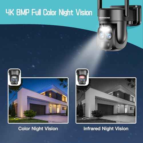 4K Dual Lens Solar Security Cameras Wireless Outdoor, 2.4G/5Ghz WiFi 6 Security Camera, 355¡Æ Pan/Tilt Home Security Camera with 8MP Color Night Vision, PIR Motion Detection, Auto Tracking, Alexa