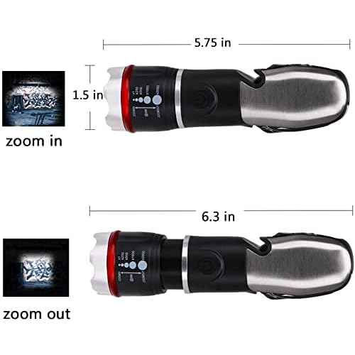Multi Tool LED Flashlight All In One Tool Light Tactical Torch for Cars Emergency Camping with Glass Breaker and Seat belt Cutter(Black)