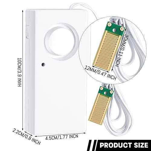Hoteam 10 Pcs Water Sensor Alarm Leak Detector 120db Water Leak Alarm 9v Battery Flood Sensor Detector Overflow Security Alert for Home Basement Kitchen Garage Bath Tub Sink, White