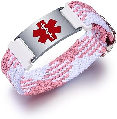Personalized Sport Medical Alert Bracelets for Women Men - Custom Medical ID Bracelets with Free Engraving - Hook and Loop/Elastic/Stainless Steel/Silicone Watch Wristband Emergency Bracelet