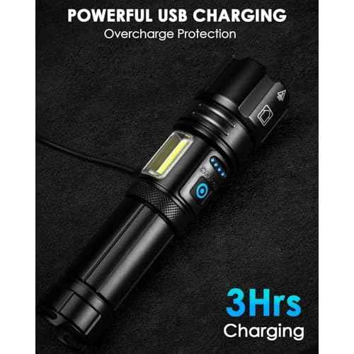 Flashlights High Lumens Rechargeable, 99000 Lumens Bright Flash Light, Powerful LED Flashlights, 15h Runtime, IPX7 Waterproof Flashlights for Home, Camping, 7 Modes