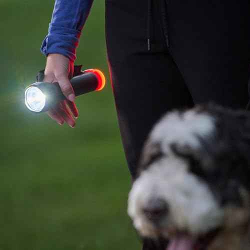 Wrap-It Storage Firefly Flashlight Ruby Red - Battery Powered Flashlight with Flashing Safety Lights for Walkers at Night with Wrist Strap and Pouch for Dog Walking Accessories
