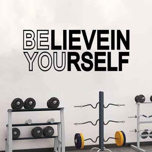 Motivational Quotes Wall Decals for Gym: Office Inspirational Positive Vinyl Art Wall Stickers for Garage Classroom School Home Wall Decor - Believein Yourself 23" X 9"