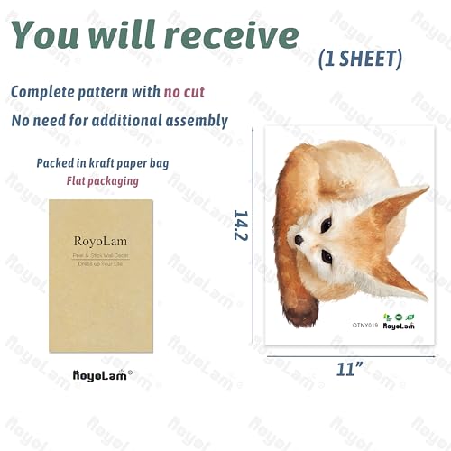 Fennec Fox Wall Decal Nursery Animal Desert Fox Wall Sticker Removable Peel and Stick Waterproof Wall Art Decor Stickers for Kids Baby Classroom Living Room Playing Room Bedroom
