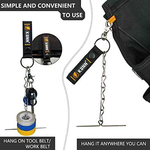 KUNN Electrical Tape Holder, Dual-Use Thong, Enhanced Fast Holder Chain for Tool Belt With Keyring, Snap Loop and Button