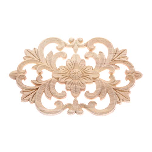 MUXSAM Wood Carved Applique Onlay Furniture Corner Frame Decal Unpainted Furniture DIY Decoration for Furniture Home Door Cabinet (22 x 14cm / 8.7 x 5.5inch), Pack of 1