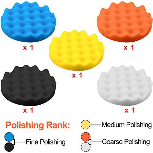 SIQUK 17 Pieces 3 Inch Buffing Pads Foam Polishing Pad Wax Buffer Polish Pads Bonnets Car Polishing Buffing Pad Buffer Attachment for Drill