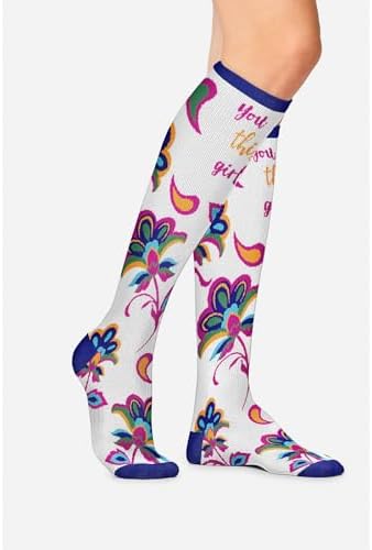 Cherokee Women's 10-15mmHg Compression Socks – Fun Print Knee Highs with Light Support, Soft Feel - PRINTSUPPORT