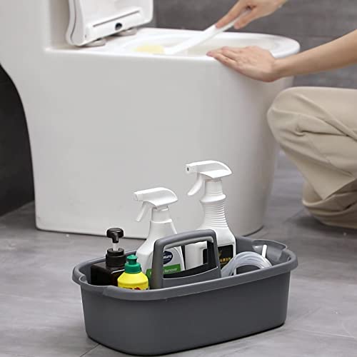 Large Cleaning Supplies Caddy Portable Shower Basket Supply Organizer with Handle Plastic Bucket Tool Storage for Bathroom, Bedroom, Kitchen, College Dorm, Garden, Dark Gray 2 Pack