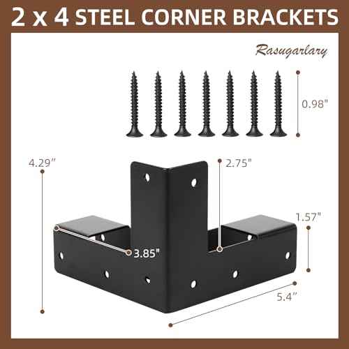 Work Bench Brackets, 8 Pieces 2 x 4" Steel Corner Brackets Right Angle Corner Support Bracket for DIY Shelving Work Table Furniture Repairs (Actual 1.5"x3.5")