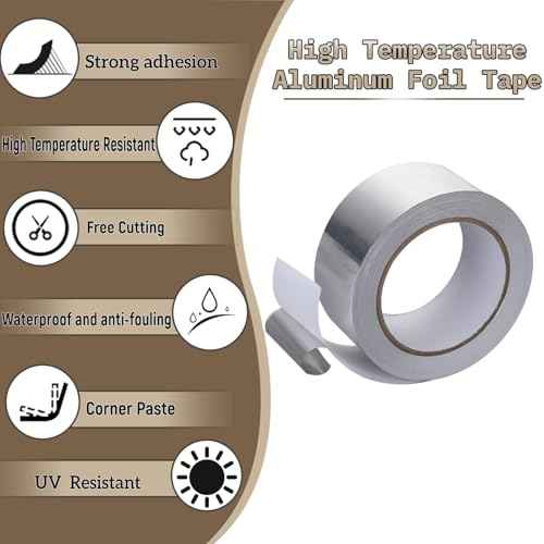 Aluminum Foil Heavy Duty Silver Duct Tape 2 Inch 99Ft 3.9 Mils High Temperature Sealing and Patching for HVAC Air Ducts Metal Repair Foamboard Insulation Dryer Vent and More