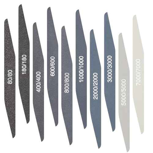 Honoson 10 Pcs Sanding Sticks Buffing Sanding Sticks for Plastic Models Assorted Grits Crafts Metal Wood Sandpaper Tools(Low Grits Rating,Double Angle Shape)