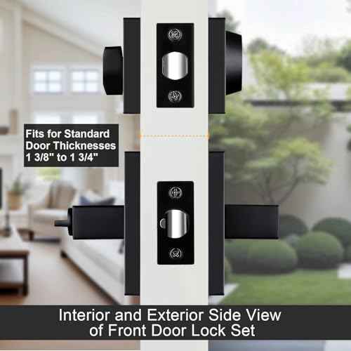 Haidms Black Exterior Door Lock Set With Deadbolt, Matte Black Front Door Handle, Keyed Alike Entry Locksets, Heavy Duty Zinc-alloyed Front Door Lock