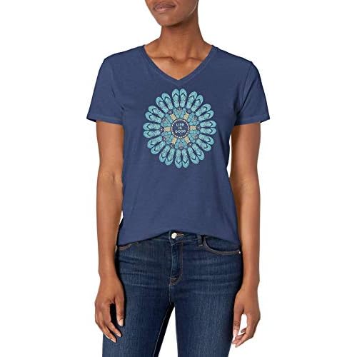 Life is Good. Womens Crusher Vee Flip Flop Mandala, Darkest Blue