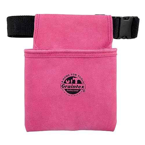 Graintex SS2281 One Pocket Nail & Tool Pouch Pink Color Suede Leather with 2¡± Webbing Belt for Constructors, Electricians, Plumbers, Handymen