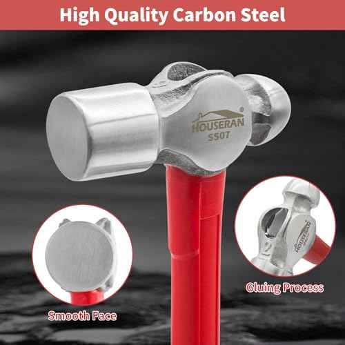 Ball Peen Hammer 2 Lb, Big Ball Pein Hammer With Non-slip Rubber Grip, Metal Hammer For Metal Work, Rounding, Mechanics