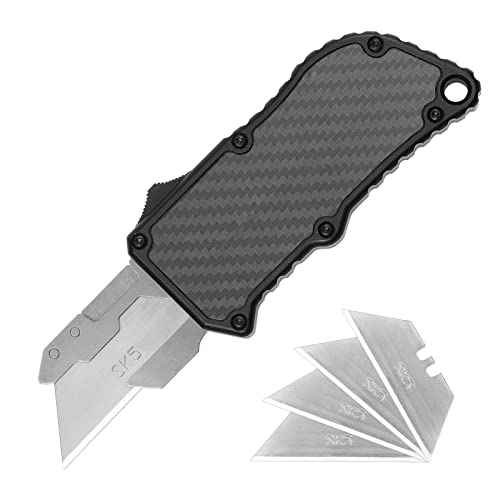 Utility Knife Box Cutter, Pocket Knife, Change Blade Razor Knife, Aluminum Alloy Shell, 5 Extra Blades