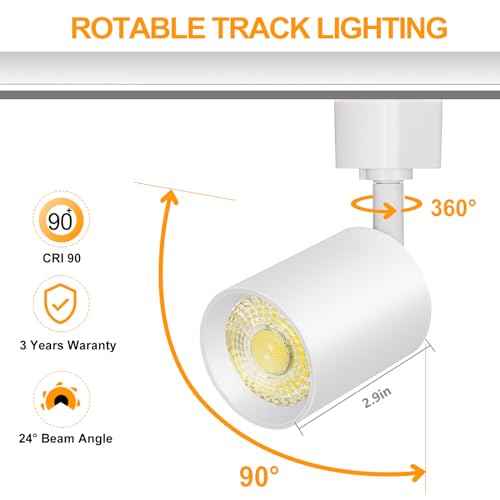 VANoopee 10W Dimmable LED Track Lighting Heads H Type Track Light Replacement Fixtures Bright 3000K Warm White Ceiling Spotlight for Accent Task Art, Flicker Free CRI90+ 24¡Æ 800lm White, Pack of 6