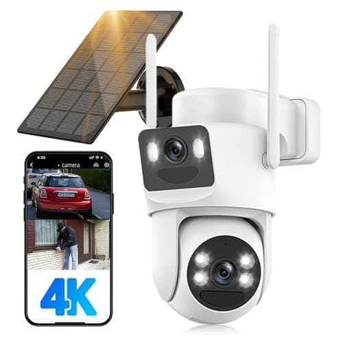 4K Solar Security Cameras Wireless Outdoor, 5GHz/2.4GHz WiFi Cameras for Home Security with Dual Lens, Siren, Human Auto Tracking, Color Night Vision, 2-Way Talk, IP66