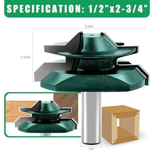 Knoweasy 45 Degree Lock Miter Router Bit Set with 1/2 Inch Shank, 3PCS for Woodworking, Includes 1/2, 3/4 and 1 Inch Cutting Height, Professional Joinery Tool for Perfect Miter Joints