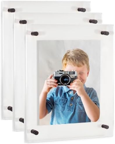 ArtToFrames 18x26 Inch Double Panel Floating Acrylic Picture Frame (Full Frame is 22x30) comes with Black Standoff Hardware, Made in the USA, 3 Pack