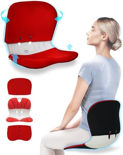 curble WIDER(Standard Wide) COVER SET â Lower Back Support Chair with Detachable Cover, Lumbar Support Posture Corrector, Back Pain Relief (Set Red)