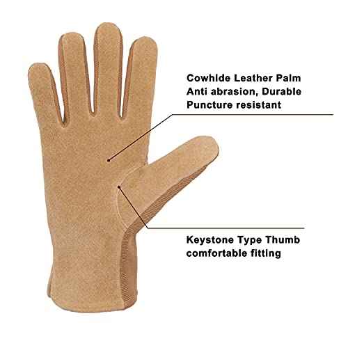 HLDD HANDLANDY Work Gloves for Women and Ladies, Leather Gardening Gloves Flexible Mechanic Working Gloves