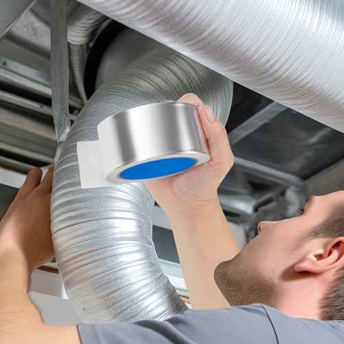 Thicker Silver Aluminum Foil Tape for Ductwork, 2-inch x 65 Feet, 3.9 mils High-Temperature Sealing & Patching, Heavy Duty HVAC Tape for Air Ducts Vents, Metal Repair, Exhaust Pipe, AC Dryer, Furnace