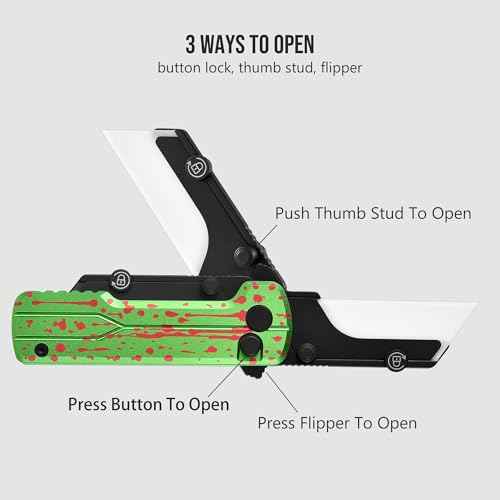 OKNIFE U1 Ultra Folding Utility Knife with Ceramic Blade, Lightweight 6061-T6 Aluminum Alloy Handle with Clip, Button Lock EDC Pocket Knife (Zombie Green)