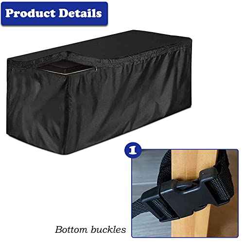 Deck Box Cover Heavy Duty Waterproof Outdoor Ottoman Bench Cover for Keter Large Deck Boxes Rectangular Storage Box Cover with Drawstring and Zipper (62x32x28in)