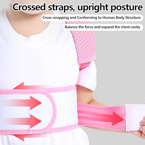 Posture Corrector for Kids,Adjustable Children Posture Corrector for Boys/Girls,Breathable Back Support Belt with Spine Lumbar Shoulder Braces for Hunchback，Spine Corrector (Pink, Large)