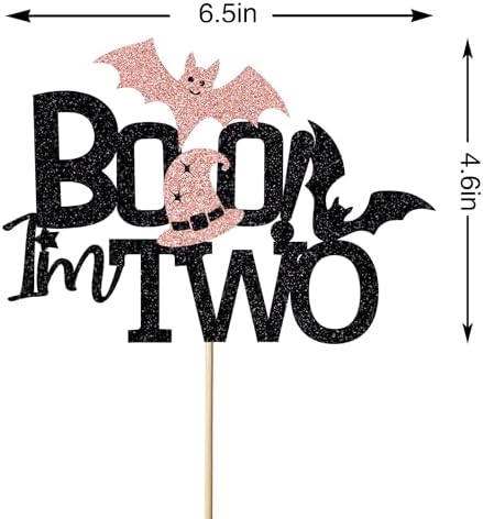 Boo I'm Two Cake Topper, Girls Halloween 2nd Birthday Party Cake Decorations, Ghost Decor, Happy Boo Day Glitter Happy Halloween Party Decorations, Here for the Boos Decorations