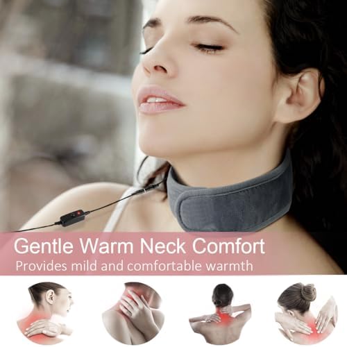 Neck Heating Pad, USB Wearable Heating Pad, Heated Neck Wrap for Comfortable Warmth, 3 Heat Auto-Off, Electric Thermal Brace, Small USB Warmer for Daily Use, Gift for Women Grandma, 16"-22"