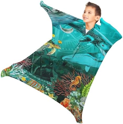 Ocean Underwater World Shark Relaxing Sensory Socks - Autistic Sensory Body Sock for Kids - ADHD and Improve Sensory Processing Sox (Medium)