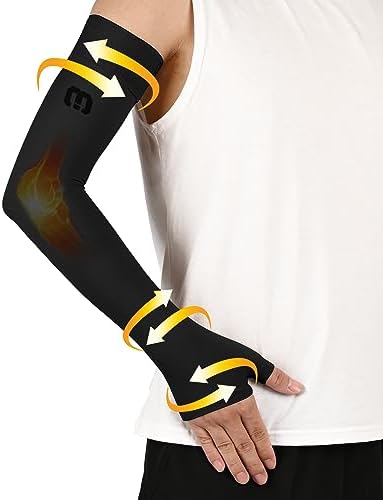 MGANG Lymphedema Compression Arm Sleeve with Gauntlet for Women Men, Opaque, 20-30 mmHg Medical Graduated Compression Full Arm Support, Thumb Lymph Edema Arm Sleeve, Pain Relief, Arthritis, Black M