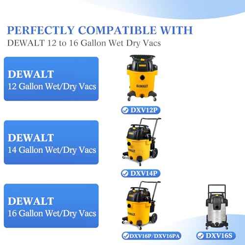 10 Pack DXVA19-4112, DXVA19-4102 Vacuum Bags for DEWALT 12 to 16 Gallon Wet/Dry Vacuum, Disposable Shop Vac Bags, Dust Collection Bag Replacement