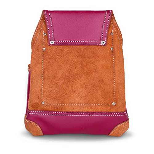 LAUTUS Oil Tanned Leather Tool Pouch Bag |Burgundy |Carpenter, Construction, Framers, Handyman | 10 Pockets, 2 Hammer Holders | 100% Leather