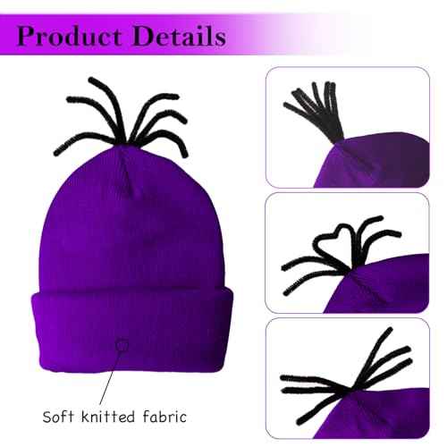 Halloween Costume Adult Accessories, Purple Beanie, Goggles Glasses and Gloves for Men Women Kids, Halloween Cosplay Party Set