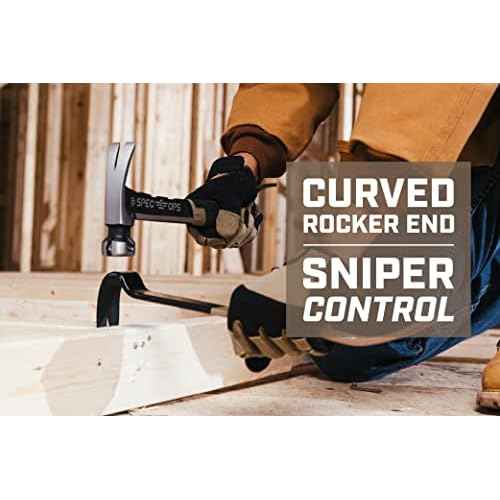Spec Ops Tools 21" Flat Pry Bar Crowbar, Curved Rocker Head, Teardrop Nail Puller, High-Carbon Steel, 3% Donated to Veterans (SPEC-D21BAR)