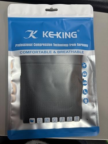 KEKING Lymphedema Compression Arm Sleeve with Gauntlet for Women Men, 20-30 mmHg Medical Graduated Compression Arm Brace, Full Arm Support Brace for Pain Relief, Arthritis, Swelling, Single Black M