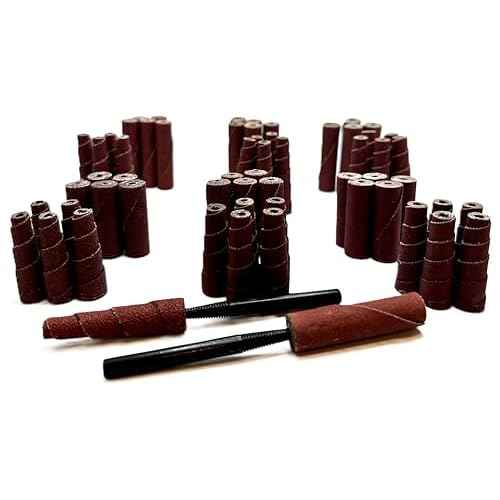 62 Piece Abrasive Sanding Cartridge Spiral Roll Sander Kit, Mini Cone & Cylinder Kit for Metal, Wood, Stainless, Fiberglass, Welds, Engine Porting ? Die Grinder & Rotary Tool Accessories